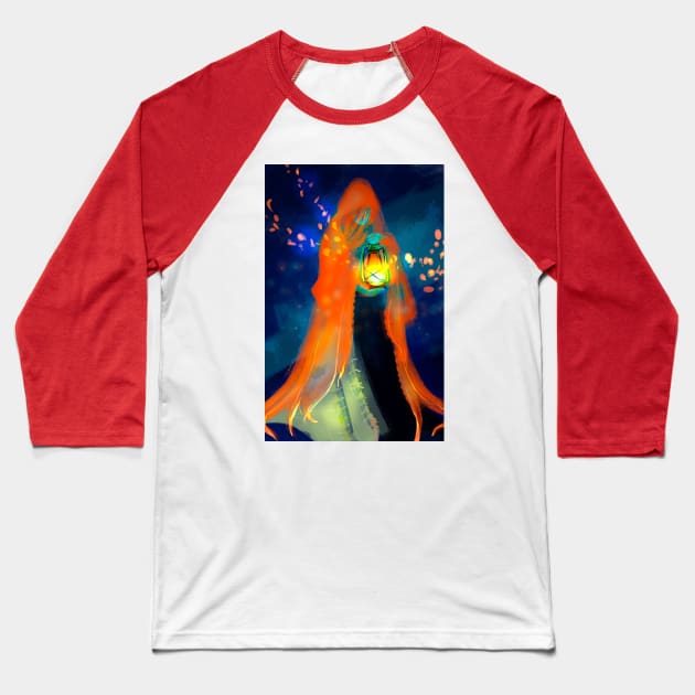 Vampire Squid mermaid priestess mermay glowing lantern sorceress tarot hermit Baseball T-Shirt by sandpaperdaisy